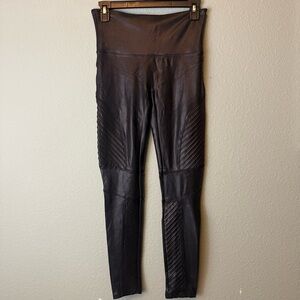 Spanx Faux Leather Moto Leggings Women’s‎ Large Black Quilted High Rise